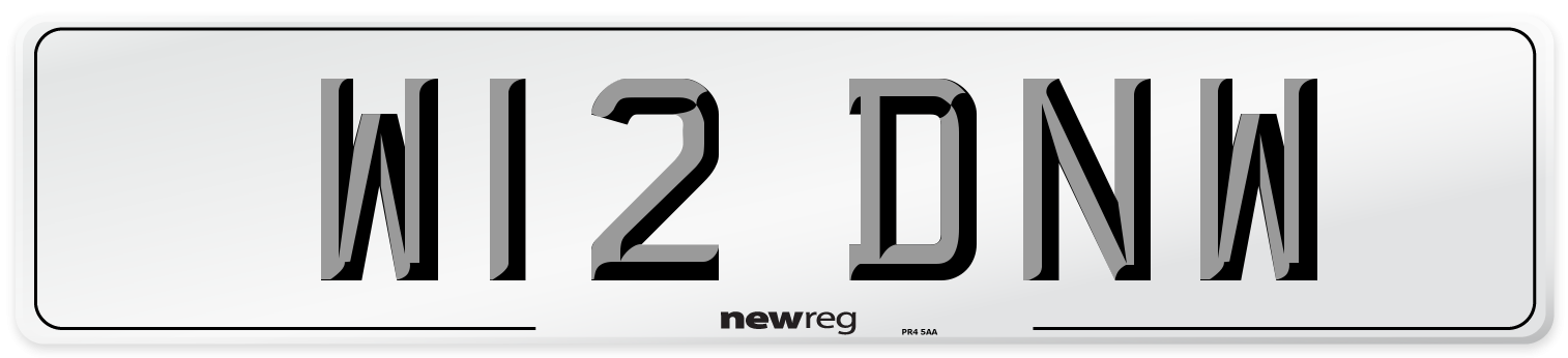 W12 DNW Number Plate from New Reg